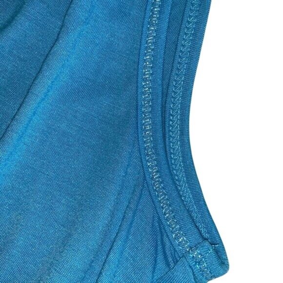 Womens Sleeveless Blue Beaded Neckline Tank Top Size L/G Polyester & Nylon Blend - Picture 5 of 8